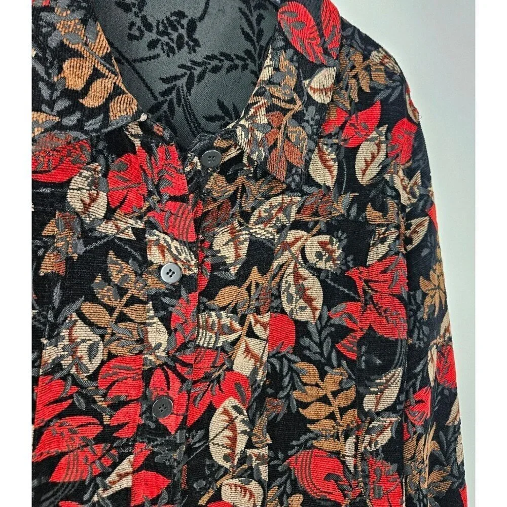 Analogy Plus Size 2X Reversible Jacket Tapestry Embroider Floral Jacket Brocade